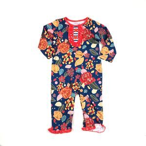 GIRLS FLORAL PRINT FALL ROMPER SIZE 12M